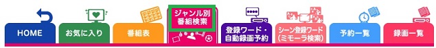 ジャンル別番組検索の選択