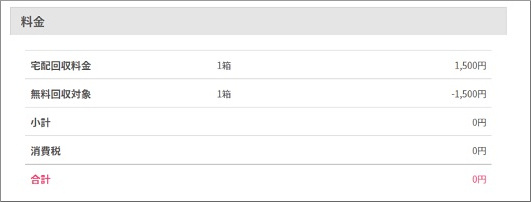 無料回収の料金表示