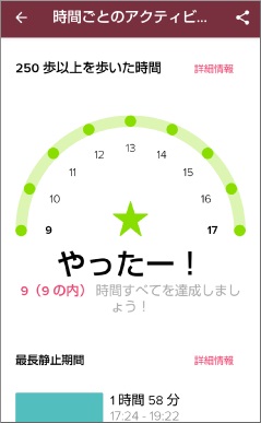 Fitbitの運動リマインダーの詳細表示