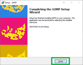 GIMPのインストールウィンドウ(完了)