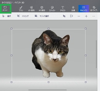 ペイント3Dのキャンパスサイズ調整