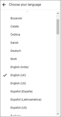 YouTubeの言語設定の一覧
