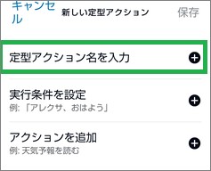Alexaの「定型アクション名を入力」