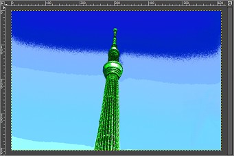 GIMPの選択した画像の色変更(緑)