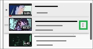 YouTubeのキューの一覧
