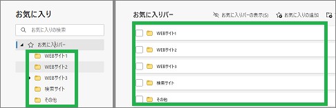 Edgeの「お気に入りページ」のフォルダー移動