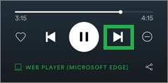 スマートフォンのSpotifyアプリのスキップボタン