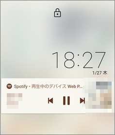 スマートフォンのロック画面の再生操作