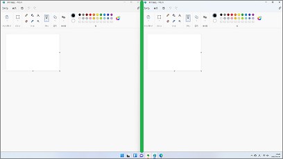 Windows11の2つのアプリ画面表示