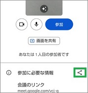 GoogleMeetの「参加に必要な情報」